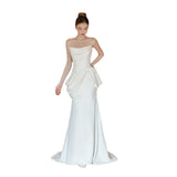 French Brated Light Wedding Dress 2026 New High-End White Simple Vertein Bride Wedding Welcome Yarn Skirt HZ0517
