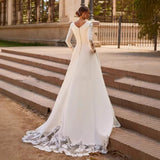 Sing Long-Sleeved Light Wedding Dress 2026 New French Retro Collar Thin Tailed Wedding Wedding Dress Spring And Autumn HZ0517