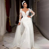 2026 New Wedding Dress Ebay Sexy Heavy Industry Lace Wedding Dress Big Tail Can Be Detachable HZ0517