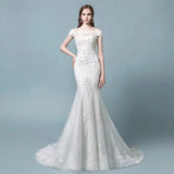 Fishtail Light Wedding Dress 2026 New Bride Simple Word Shoulder Small Tail Light Yarn Small Temperament Dress HZ0517