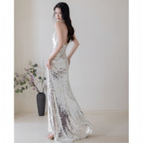 Evening Dress Woman 2026 New High-End Small-Sense Small-In-Skinny Fishtail Engagement Host Wedding Toast HZ0517