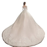 Large-Size Wedding Dress 2026 New Long Tail Mid-Rise Dream Long-Sleeved Wedding Dress Overseas Warehouse HZ0517