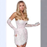 French Travel Photo Wedding Wedding Beach Short Skirt Elegant And Sexy Skinny Breast Banquet Dress HZ0517
