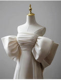 White-Word Shoulder Wedding Dress 2026 Korean Elegant Bow Greet The Bride's Shalin Small Tail HZ0517