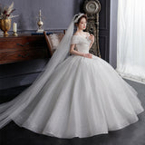 One-Word Shoulder Wedding Dress 2026 New Bride Tailed Temperament White Hebi-Style Small Man To Go Out Of The Sari System HZ0517