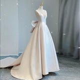 Vintage Denatry Wedding Dress Main Yarn Texture French Simple Super Fairy Atmosphere Thin V-Neck Out Yarn Big Tail HZ0517