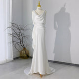 French-Style Densified Light Wedding Dress Bride Simple Niche High Sense Of Go Out White Bare Back Fishtail Engagement Dress Dress HZ0517