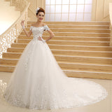 Word-On-Shoulder Wedding Dress 2025 New Korean Version Of Thin Shoulders Long Tail Bride Wedding Large Size Dress Woman HZ0517