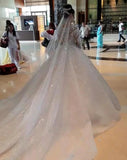 New Long-Sleeved Heavy Industrial Wedding Dress 2025 Bride Big Drag Tail Showing Thin And High-End Main Wedding Dress HZ0517