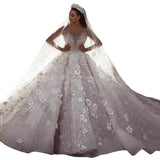 2026 New Wedding Dress African Bride Wedding Lace Long-Sleeved Wedding Dress HZ0517