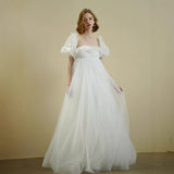 Small High-Waisted Bubble Sleeve Sweet Princess Wind Korean Version Of The Bridal Certificate To Shoot The Sentite Light Yarn HZ0517