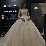 Bride Wedding Dress 2026 Spring New Shoulder Long-Sleeved Lace Wedding Dress HZ0517