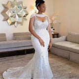 White Lace Temperament Wedding Dress Luxury Mid-Rise Fishtail White Long Sexy Evening Dress HZ0517