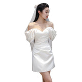 Japanese And Korean Densified Light Wedding Dress Bride Certificate Short Skirt Simple Travel To Shoot Small Man Dress HZ0517