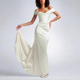 West Queen's Wedding Dress Temperament Design Sense Of Niche Wedding Yarn Shoulder French Densing Hepburn Style Dress Dress HZ0517