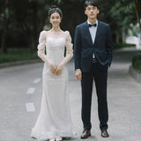 Sen's Light Wedding Dress Bride Simple Super Fairy Outdoor Travel Shooting Lawn Wedding With Long Sleeves Welcome Dress HZ0517
