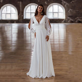 New Elegant Ladies Long Dress V Neck Chiffon Bareback Wedding Banquet Dress Direct Sales HZ0517