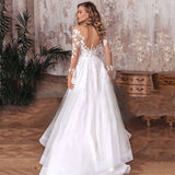White Tailed Wedding Dress Word Shoulder Bride Open Fork Repair Body Thin Back Light Dress Long HZ0517