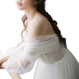 Light Wedding Dress Sen Series Super Fairy Simple Dream Small Man Travel Shot Out Of The Yarn Thin Retro Shoulder Small Dress Woman HZ0517