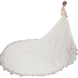 He Law Style Luxury Dream Tail Light Wedding Dress 2026 New Bridal White Shoulder Wedding Dress HZ0517