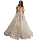 Bride Drag Tail Wedding Dress 2026 New Wedding Dress White Sexy Back Shoulder Dreamy Line HZ0517