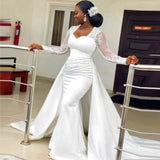 African Bride Wedding Dress 2026 New Height Waist White Sided Party Dress HZ0517