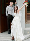 French Brated Light Wedding Dress Before The Short And High-End Feeling Bride Goes Out Yarn Outdoor Travel Photo Registration Small Dress HZ0517