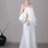 Happy Morning Dress Female Bride Engagement Dress French Light Wedding Dress Yarn Chest Toasting Small White Dress HZ0517