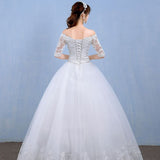 One-Word Shoulder Wedding Dress Bride 2025 New Long-Tailed Dream Princess Korean Long Sleeves Thin Wedding Dress HZ0517