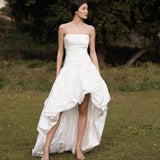 Brassing Retro Taffeta Wedding Dress Before The Short After The Long Niche Bride Outdoor Wedding Thin Main Yarn Travel Shot Light Wedding Dress HZ0517