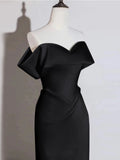 2026 New French Word Shoulder-Senior Fork With Thin Fish Tail Black Evening Dress High Sense Light Luxury Dress HZ0517