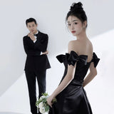 One-Word Shoulder Evening Dress Niche Banquet Host Dress French High-End Feel Fishtail And Set Of Face Dress HZ0517