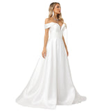 One-Word Shoulder Wedding Dress 2026 New Bridal Small French Retro Vertiny Tugtail Simple Travel Wedding Dress HZ0517
