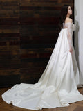 French One-×Ö Shoulder Lace Long-Sleeved Light Wedding Dress High-End Feeld With The Sedable Noodles Small Tail Welcome Dress Dress Bride Go Out Yarn HZ0517