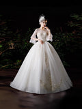 2026 New Wedding Dress A Word Shoulder Thin Bow Trip Princess Ponpong Skirt Go Out Of The Yarn Bubble Sleeve Fairy HZ0517