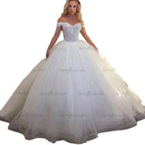 Overseas Warehouse Wedding Dress Long Tail Lace Word White Thin Simple Light Wedding Dress HZ0517