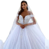 Shining Party Wedding Dress Shoulder Wedding Dress New Lace Light Yarn Sexy Tulle Fragrant Wind HZ0517