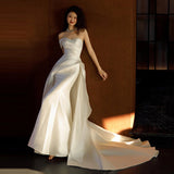French Light Wedding Dress 2026 New Set Of Face One-Shoulder High-End Engagement Fishtail Evening Dress Super Fairy Travel Yarn HZ0517