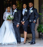 New Tulle Tectaic Dress African Large-Size Fishtail Long Tail Wedding Dress HZ0517