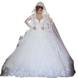 Deep V Wedding Dress 2026 Spring New Bride Wedding Sexy Long Sleeve Simple Tug-Tail Thin Wedding Dress HZ0517