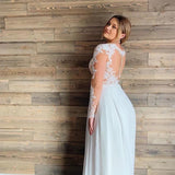 Long-Sleeved Light Wedding Dress 2026 New Bridal Simple Perspective Travel Shot Small Tail Skirt HZ0517