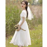 White Certificate Registration Small Evening Dress Women Usually Wear French Light Wedding Dress Engagement Dress Small White Dress Graduation HZ0517
