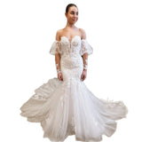 Wedding Dress 2026 Summer New Shoulder Wedding Dress With Water-Soluble Lace Tail Wedding Dress HZ0517