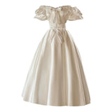 French Small Retro Sedley Light Wedding Dress Bride Toasting At The Escape Of The Princess Birthday Dress White Woman HZ0517