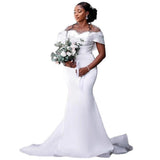Black Bride's Mermaid White Wedding Transneck Pearl Pearl Mounted Garden African Garden Bride HZ0517
