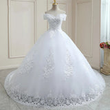 Large-Size One-Word Shoulder Wedding Dress Slim 2026 New Drag-Tailed Simple Wedding Dress HZ0517