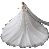 French Main Wedding Dress 2026 New Bridal Court Style Temperament Retro Princess Windy Tail Thin Wedding Dress HZ0517
