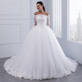 Wedding Dress 2026 New Simple Lace Sexy Word Shoulder Long Tail Main Wedding Dress Spring HZ0517