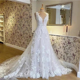 High Sense Court Style Luxury Heavy Industry Sexy Bare Back Lace Embroidered Punk Skirt Tug Wedding Dress HZ0517