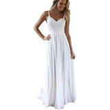 Female V Tie With Beach Wedding Dress Suitable For The Bride's Long A-Word Chiffon Wedding Dress Lace Wedding Dress HZ0517